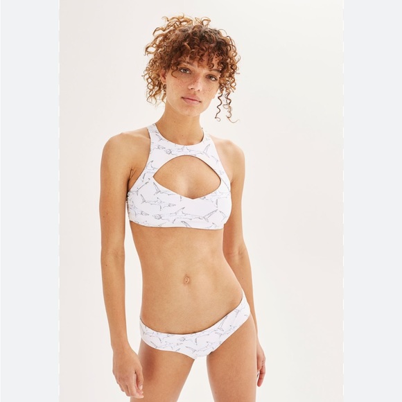 Boys + Arrows Fish Outta Water Shark Bikini Top, Size L - Picture 3 of 6